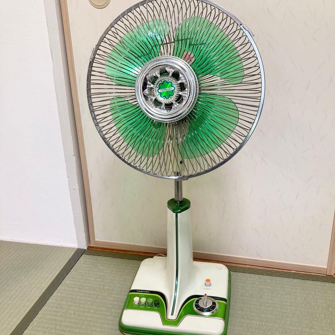 東芝 芝浦電気 扇風機 F-220G 緑4枚羽根 レトロ 動作確認済 - メルカリ