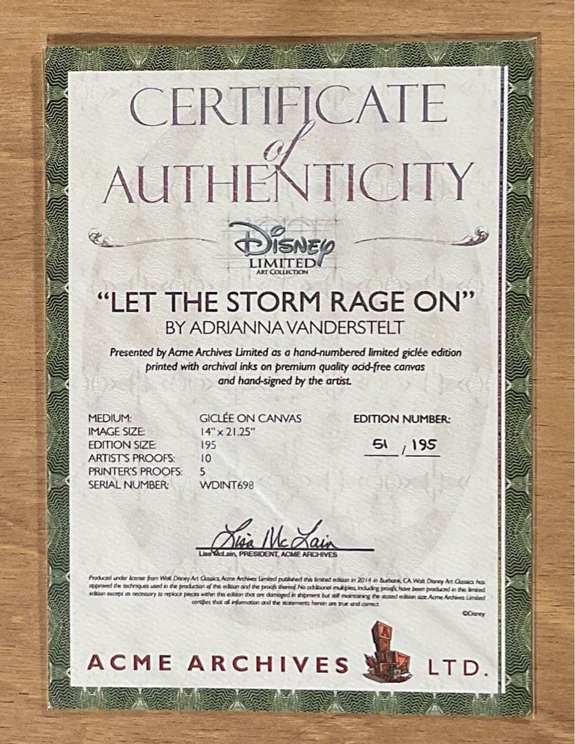 アナと雪の女王】Vanderstelt ジクレ版画ディズニー証明書付き エルサ