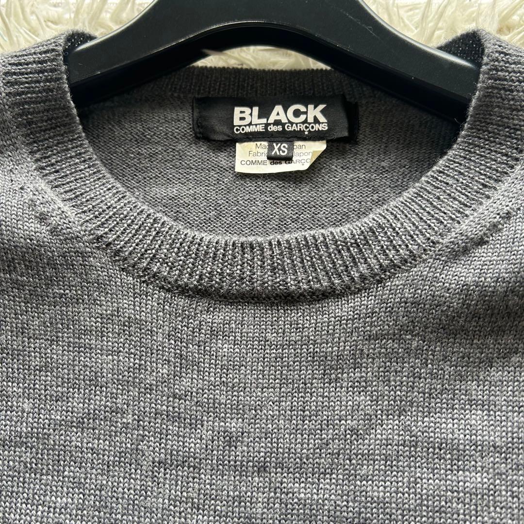 希少 ブラックコムデギャルソン 異素材切り替え ニットドッキング 水玉