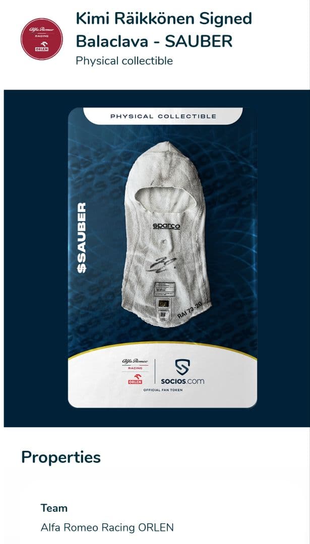 世界限定1】キミ・ライコネン 直筆サイン入り バラクラバ - メルカリ