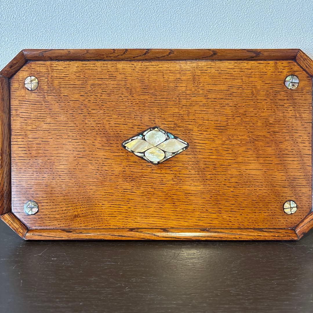 小島雄四郎 螺鈿 楢 小盆 民芸 角切盆 木箱入 黒田辰秋