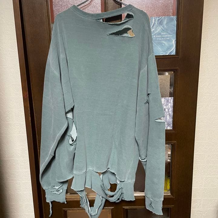 ダメージ加工スウェット フェードミントグリーンカラー King Gnu 常田