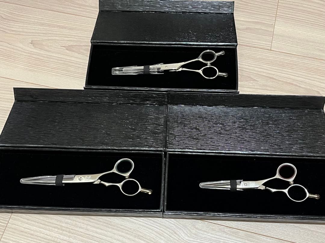 美品 光 シザー スキT-37、E-2、E-6 3本セット スタイリングレザー