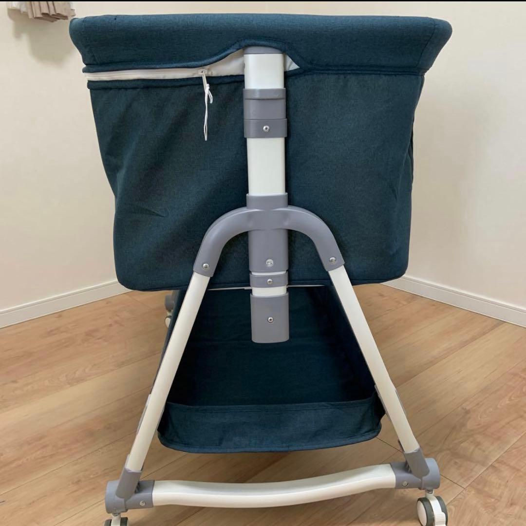 美品】Vinonä ダークブルー ベビーベッド 折りたたみ