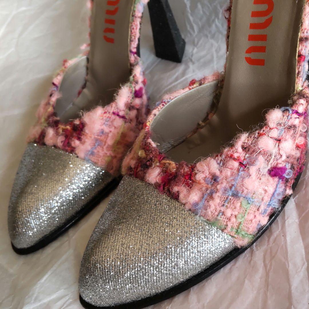 MIU MIU ミュール 36ハーフ 希少 レア Y2K ヴィンテージ ツイード