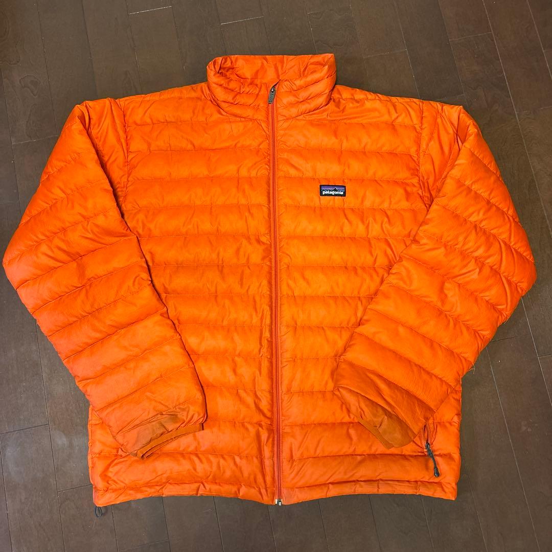 廃盤色】patagonia ダウンセーター オレンジ ドローコード付