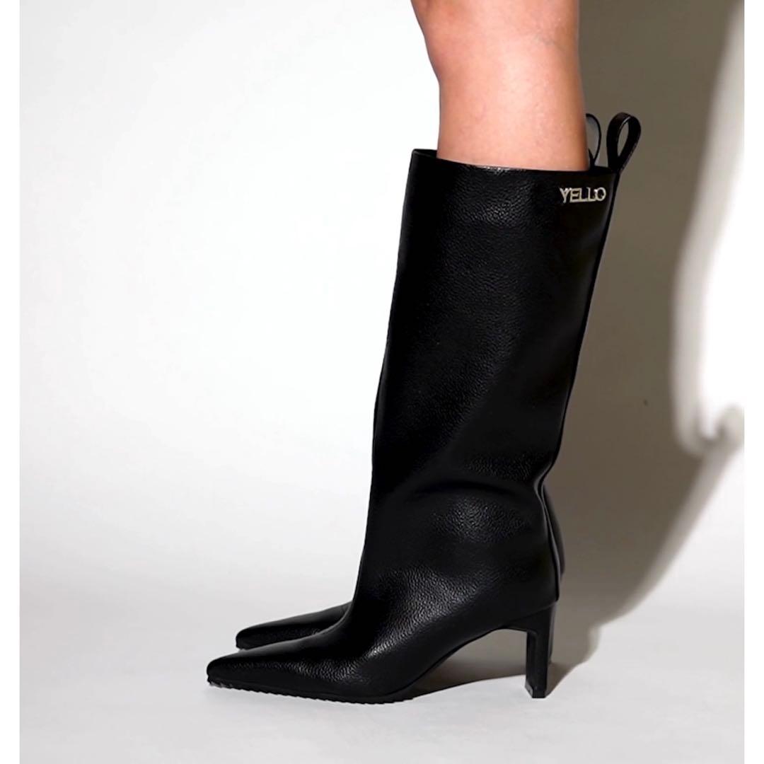 イエロ　YELLO ノワール　ロングブーツ　黒　22.5cm