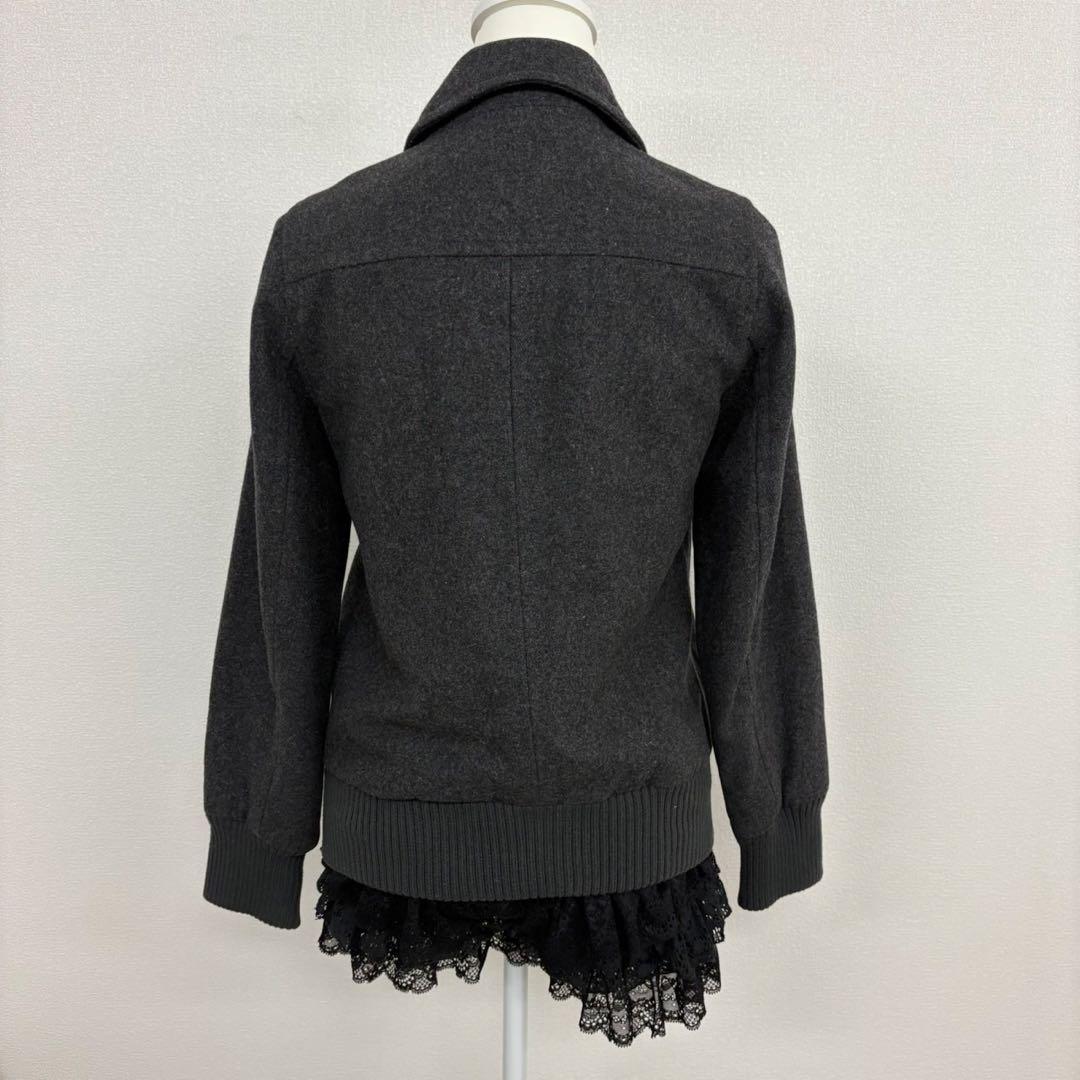 ピーコート グレー ウール 厚手 平成ギャルy2k グランジ ナポレオン