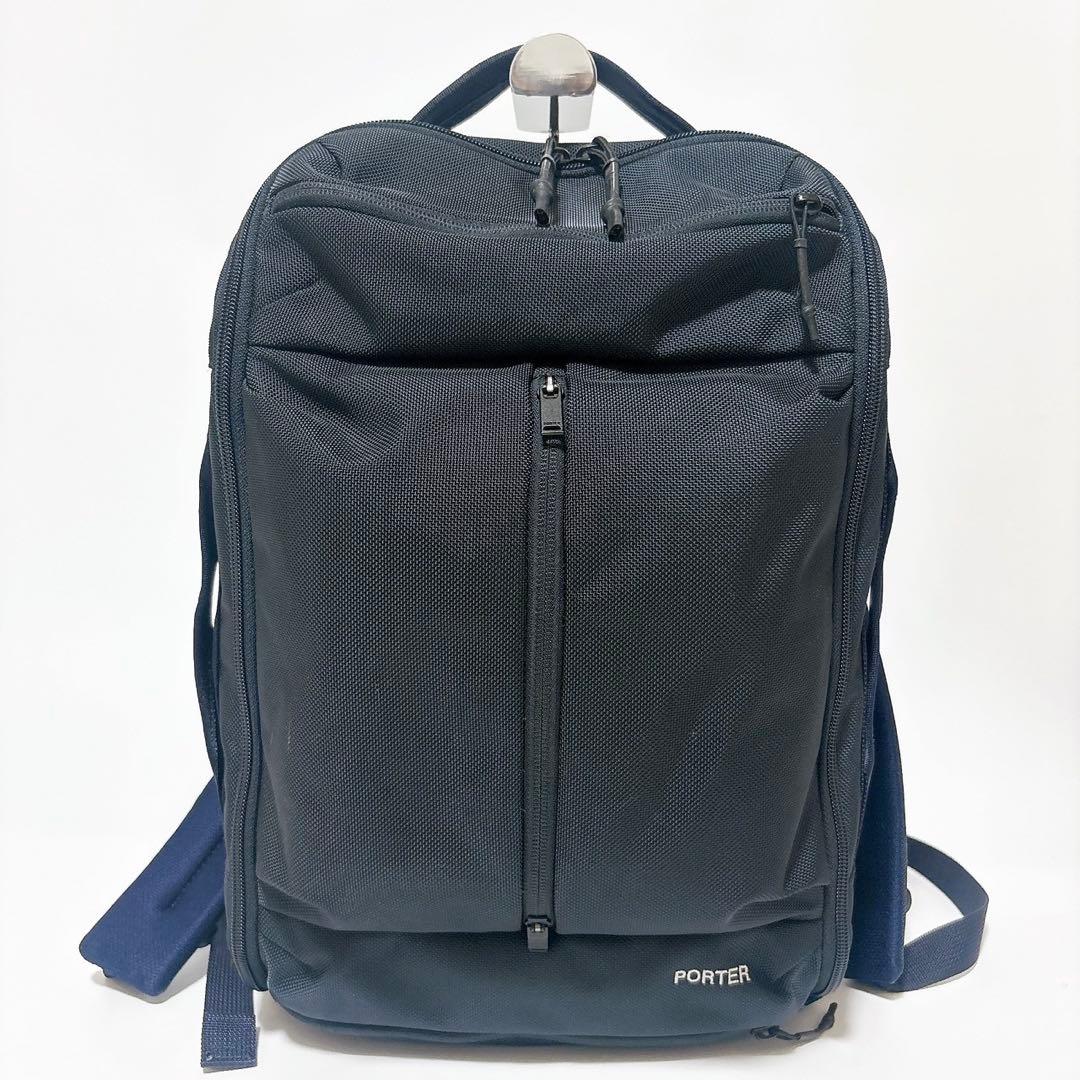 《美品》ポーター UPSIDE 3WAY BRIEFCASE リュック ネイビー