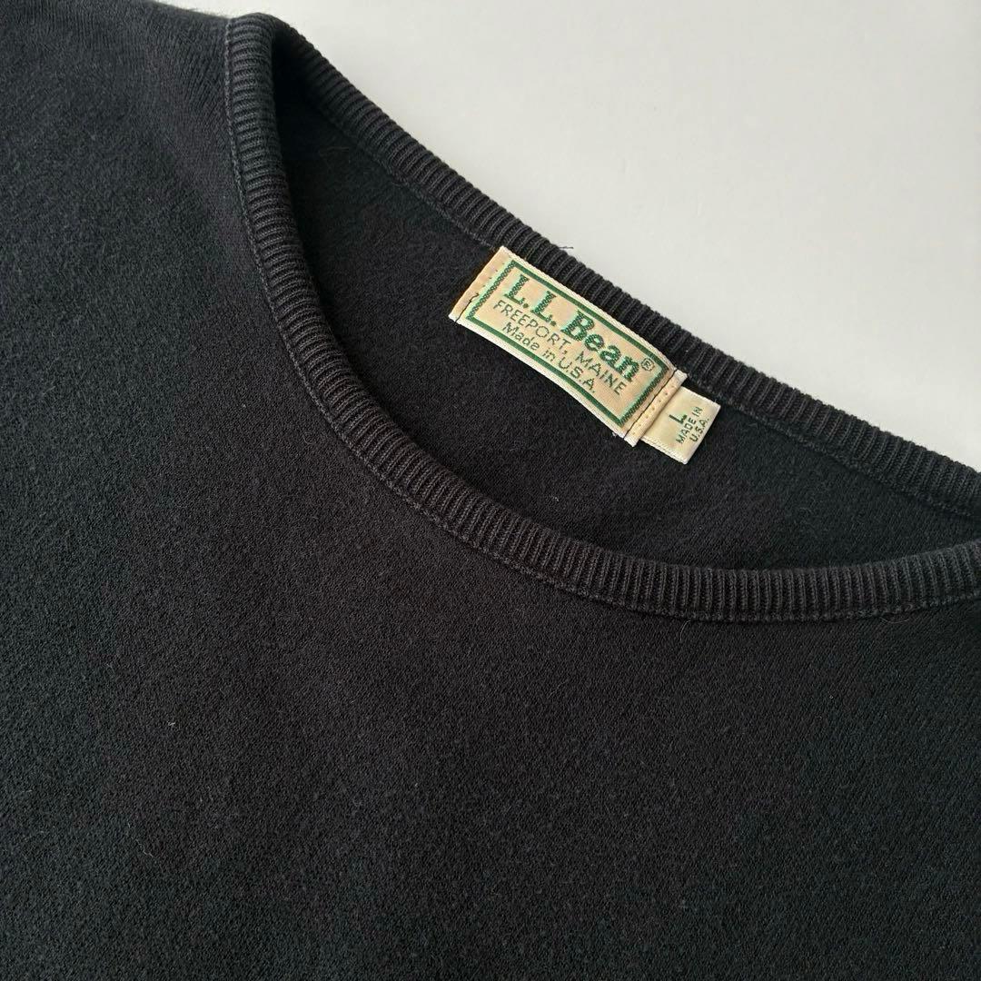 80s USA製 L.L.BEAN ブラック 黒 ハイゲージ コットン セーター
