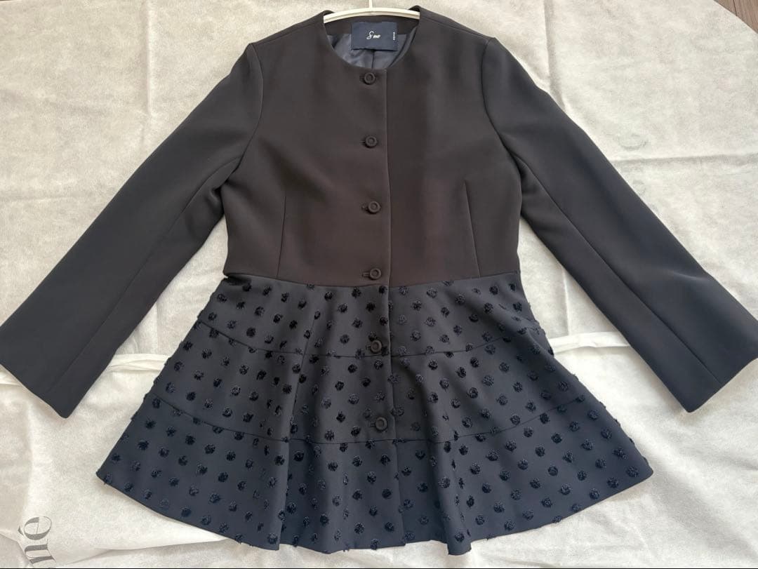 ソーノ sono Navy -Dot Jacquard-チュニックジャケット