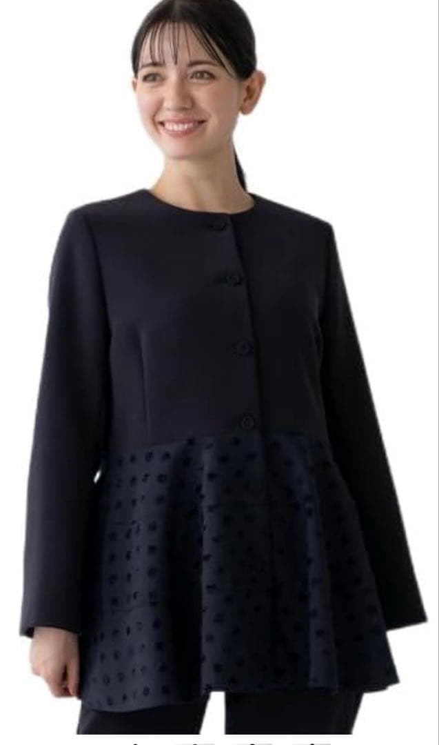 ソーノ sono Navy -Dot Jacquard-チュニックジャケット