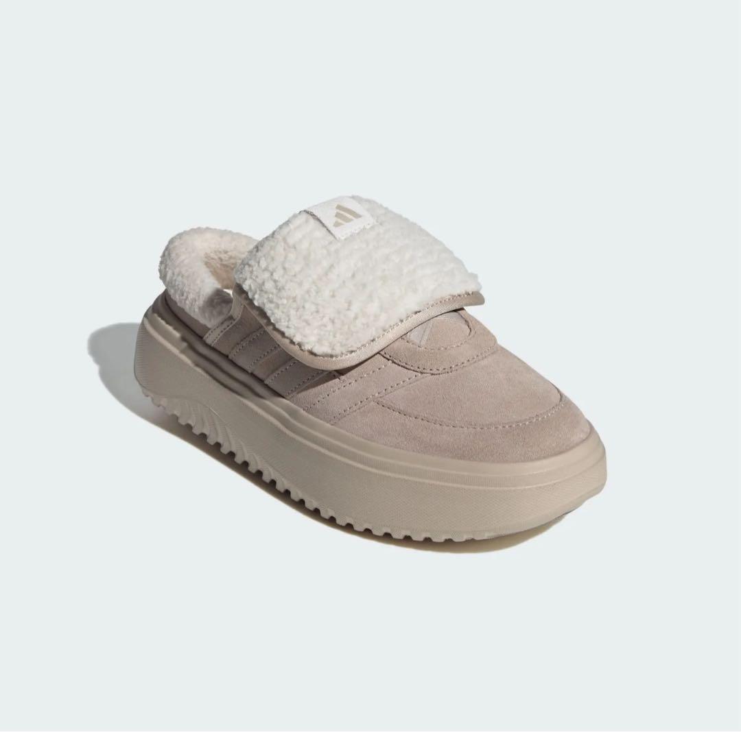 韓国限定】adidas アディダス24㎝ ボア付き クロッグサンダル ベージュ