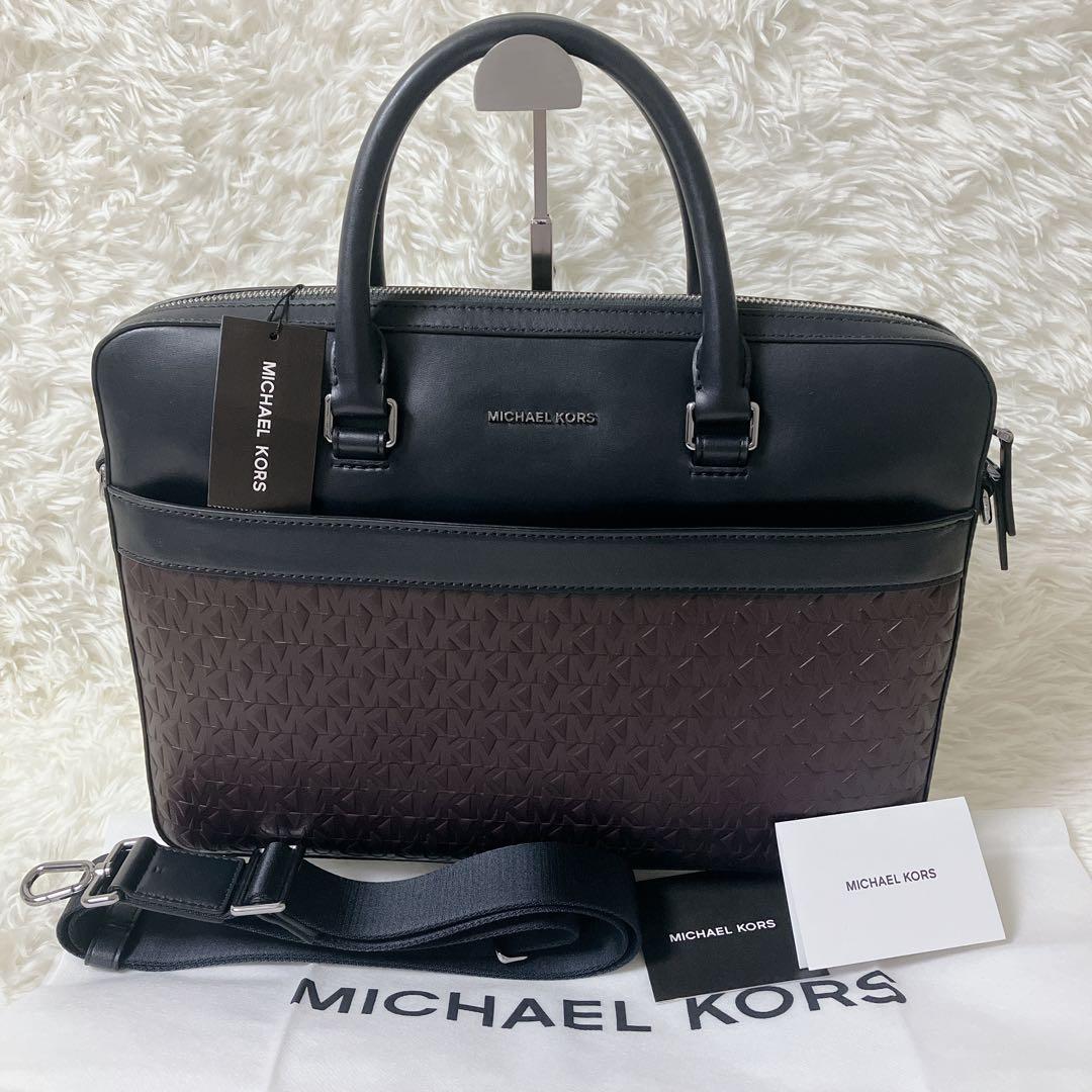 【タグ付き】定価10.3万 マイケルコース メンズ ビジネスバッグ 黒2way 公式アウトレット】COOPER ビジネス バックパック - MKシグネチャー