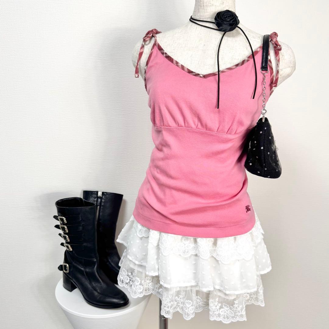 y2k❤️ BURBERRY BLUE LABEL パイピング キャミソール - メルカリ