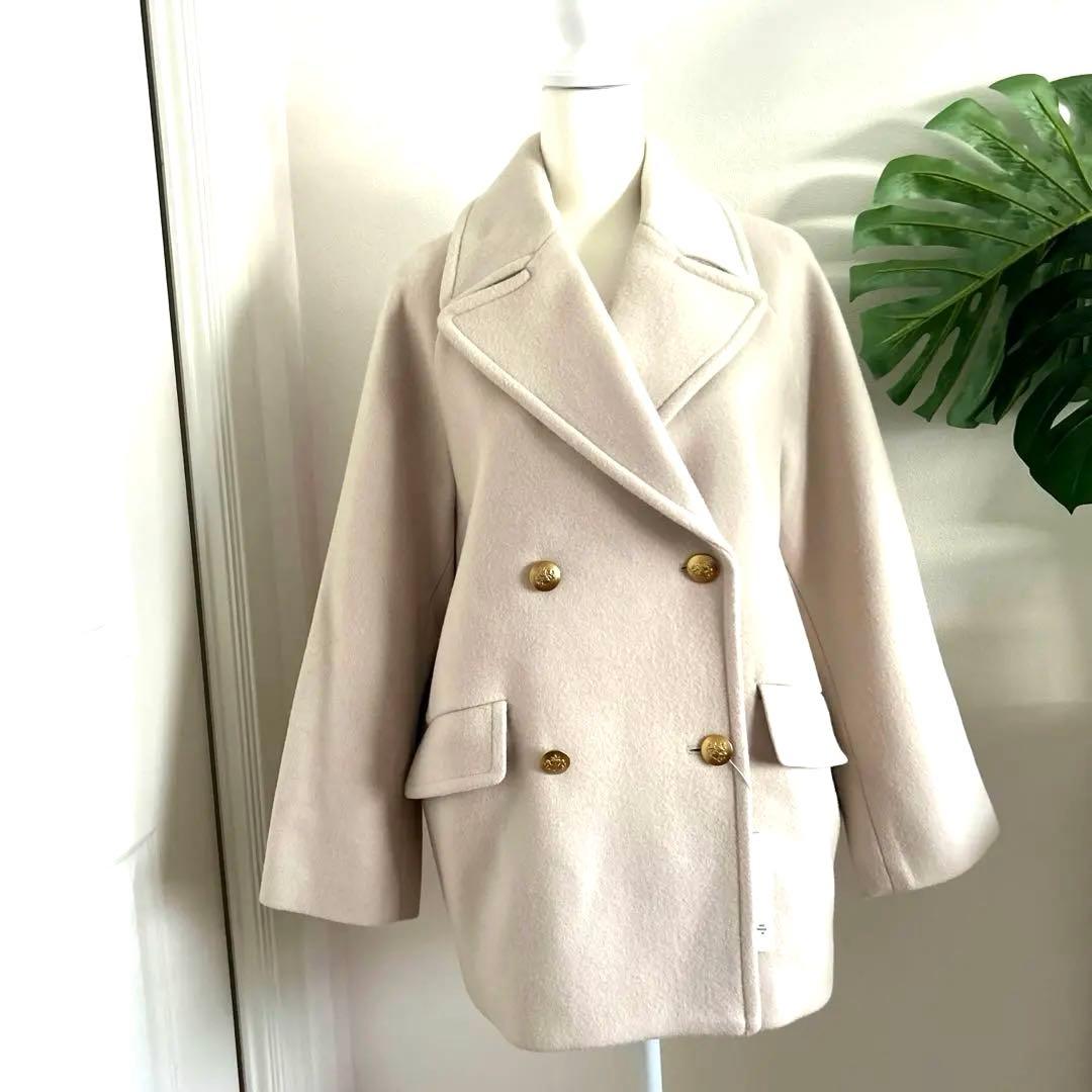 新品！【リヴドロワ】ベージュ ラグランPコート S 36 ウールコート