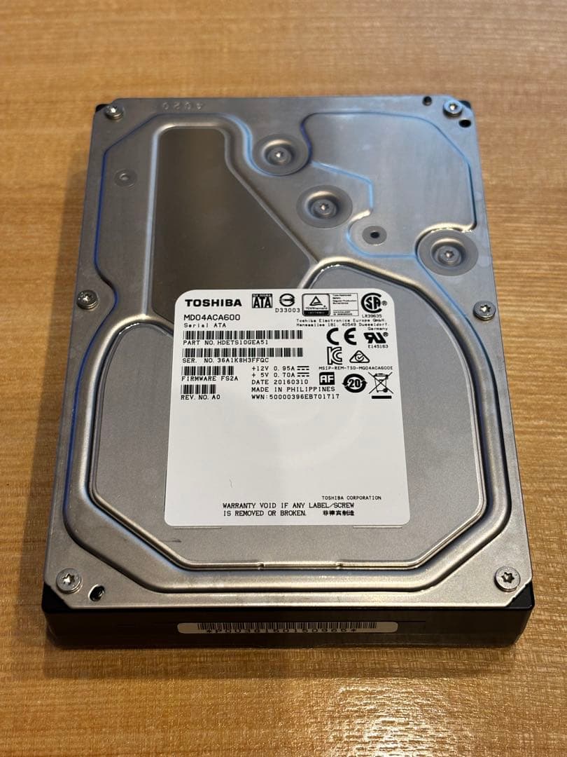 Toshiba 12TB HDD (6TB×2) ケース付き