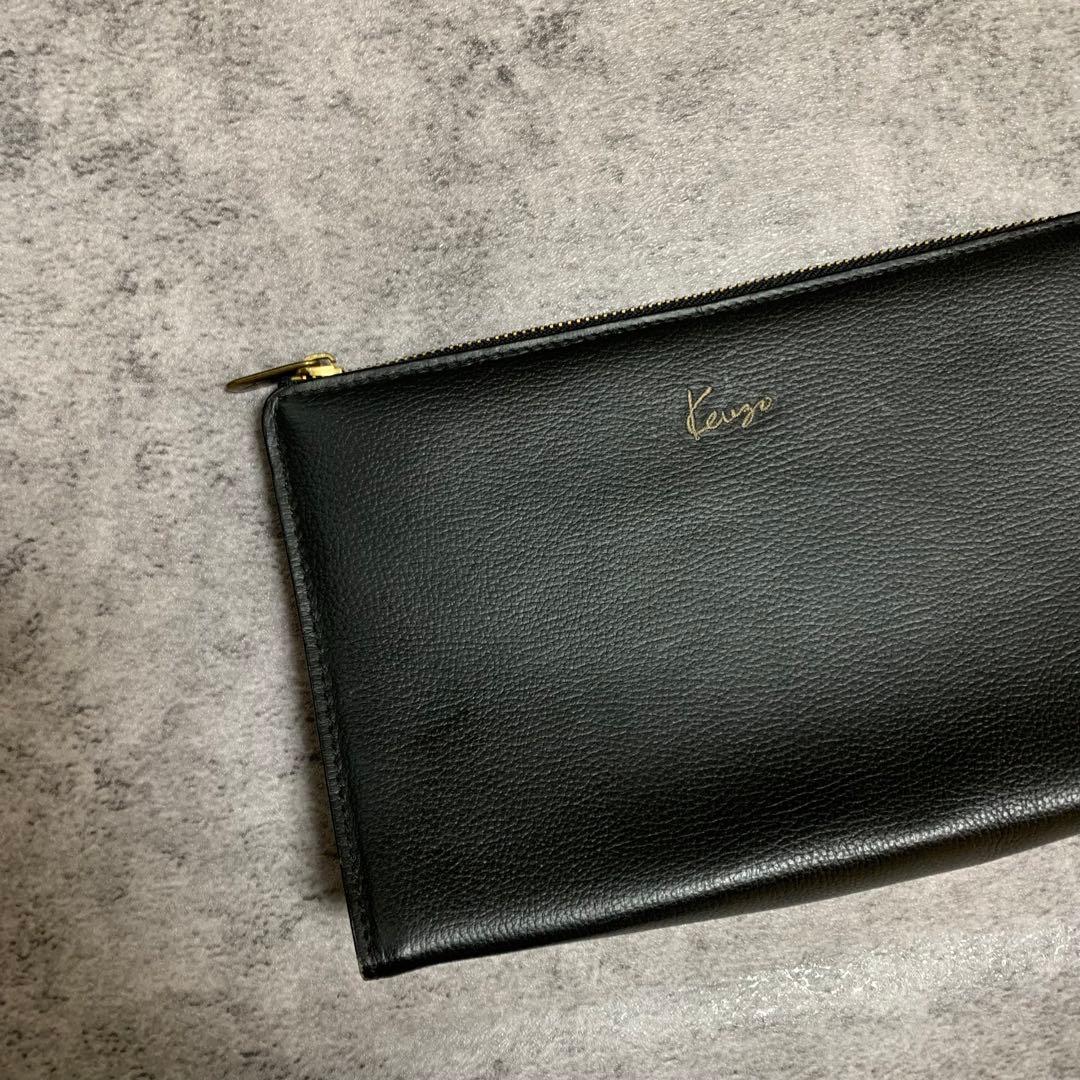 KENZO ケンゾー レザー セカンドバッグ クラッチバッグ ブラック