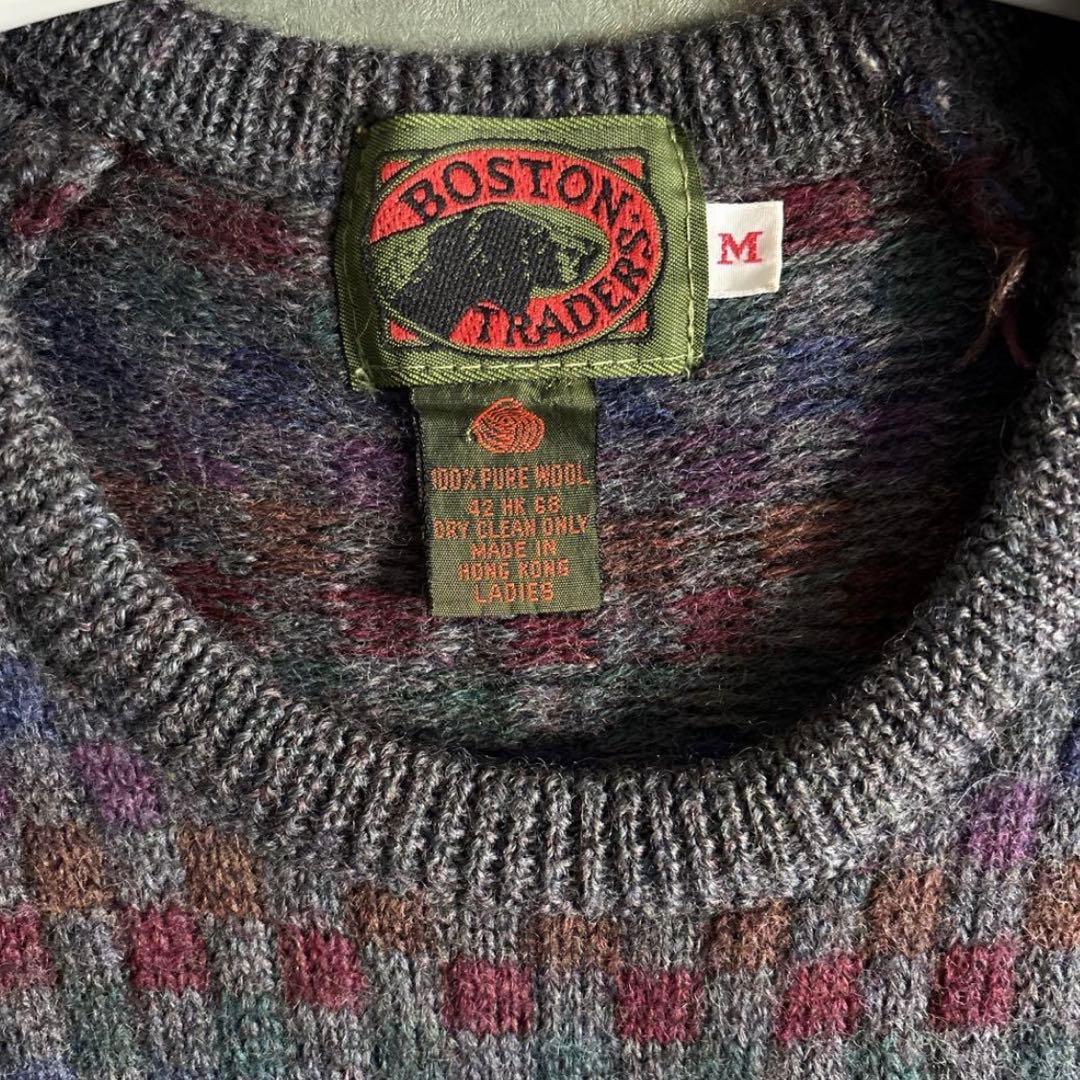 昭和レトロ総柄ニットベスト メンズライク おじコーデ ヴィンテージ