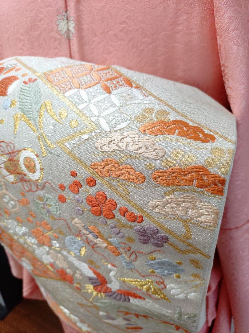 付下げ 訪問着 色無地 袋帯 2点セット 美品 正絹 刺繍 宝尽し - メルカリ