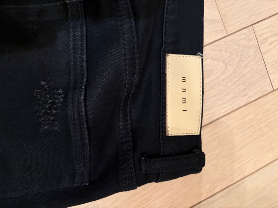 mnml ブラック スキニーデニム ダメージ加工 - メルカリ