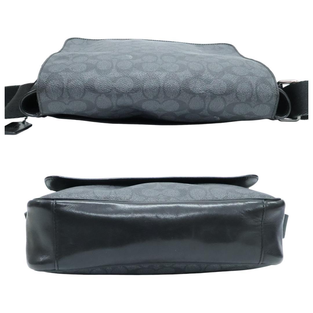 良品 COACH コーチ メッセンジャーバッグ PVC シグネチャー ブラック