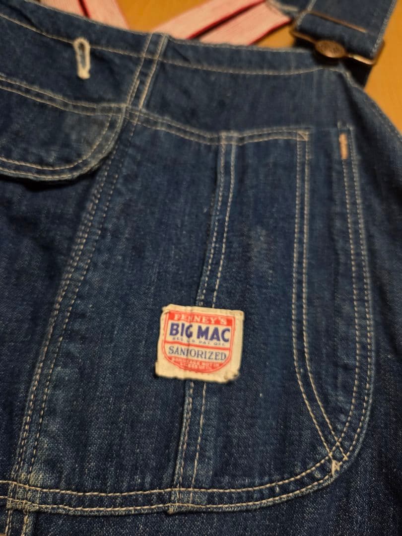 40s 50s 盾タグ BIG MAC デニムオーバーオール ヴィンテージ 50s vintage BIGMAC 盾タグ ローバック デニム オーバーオール メンズ