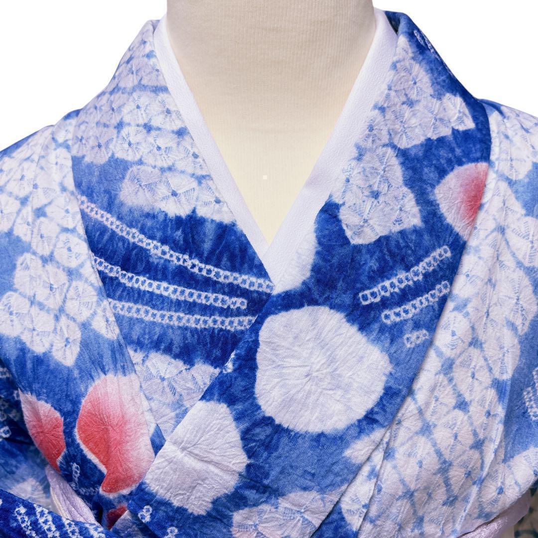 A63有松鳴海絞り 高級浴衣 花 綿 美品 手縫い仕立て - メルカリ