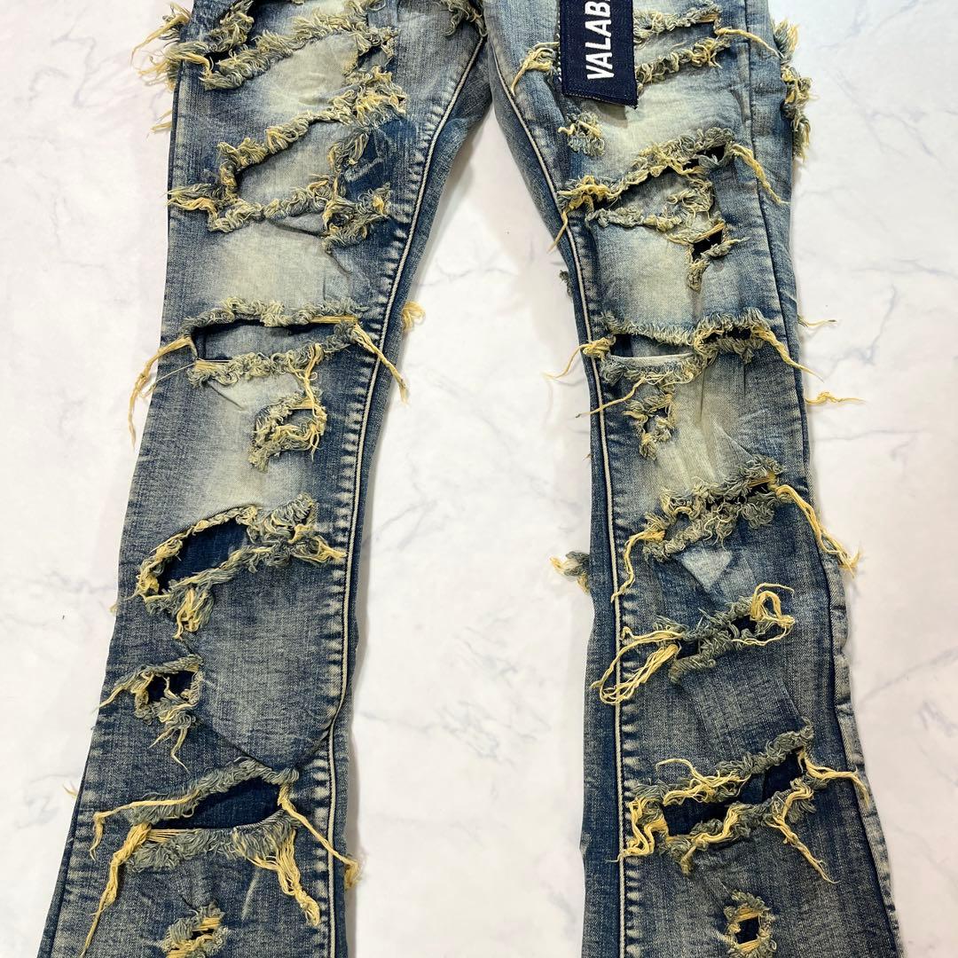 VALABASAS バラバサス ハードクラッシュスタックフレアデニム 新品 32
