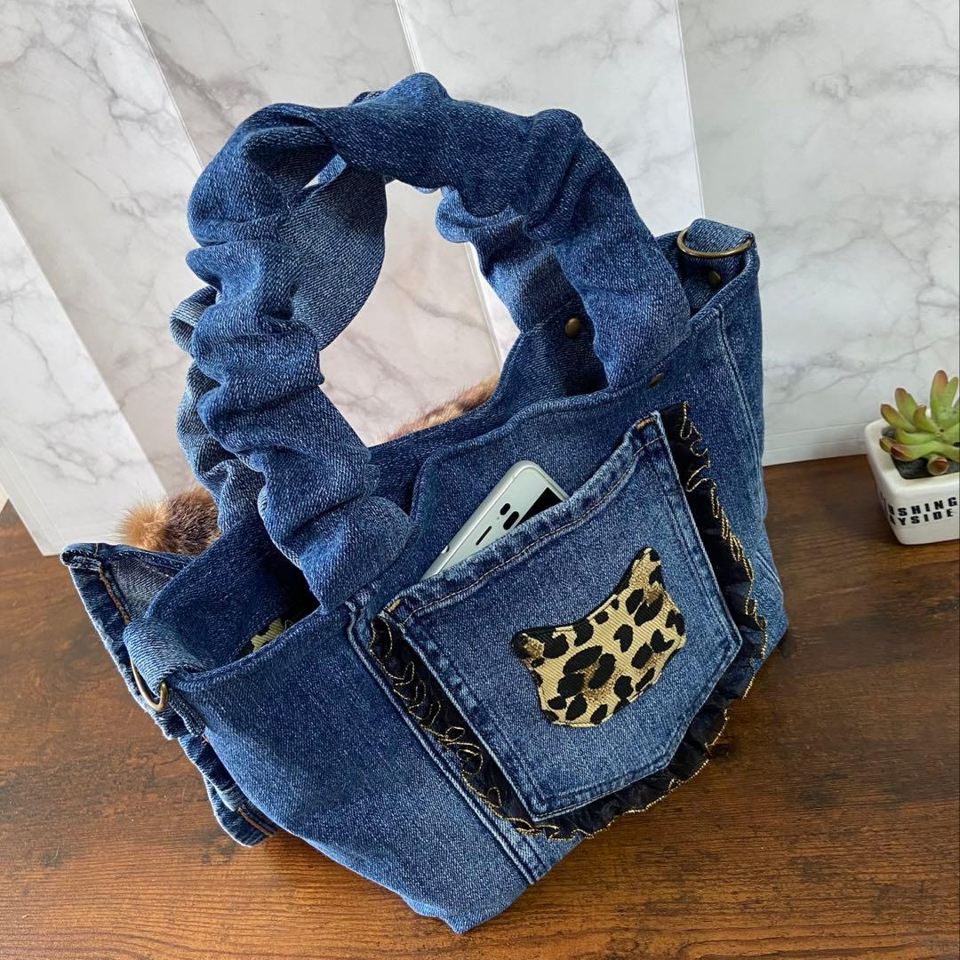コヤンイサムチョン♡デニムリメイク【フリルバッグ】ハンドメイド