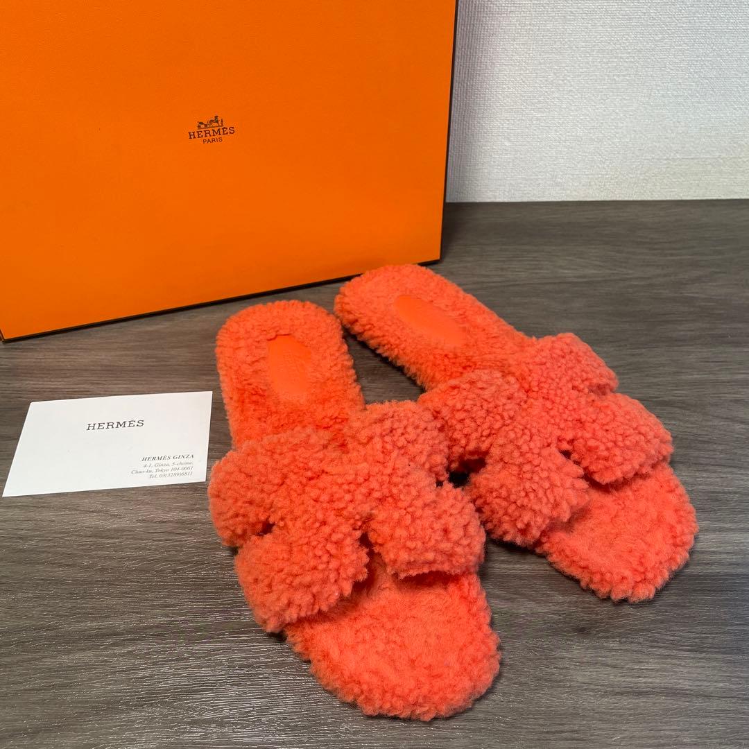 HERMESエルメス　箱付き　オランムートンサンダル38 HERMESエルメス 箱付き オランムートンサンダル38