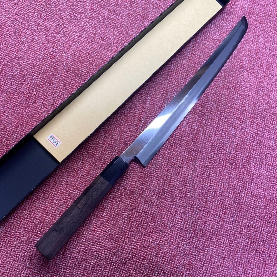 青ニ鋼先丸柳刃包丁尺2寸