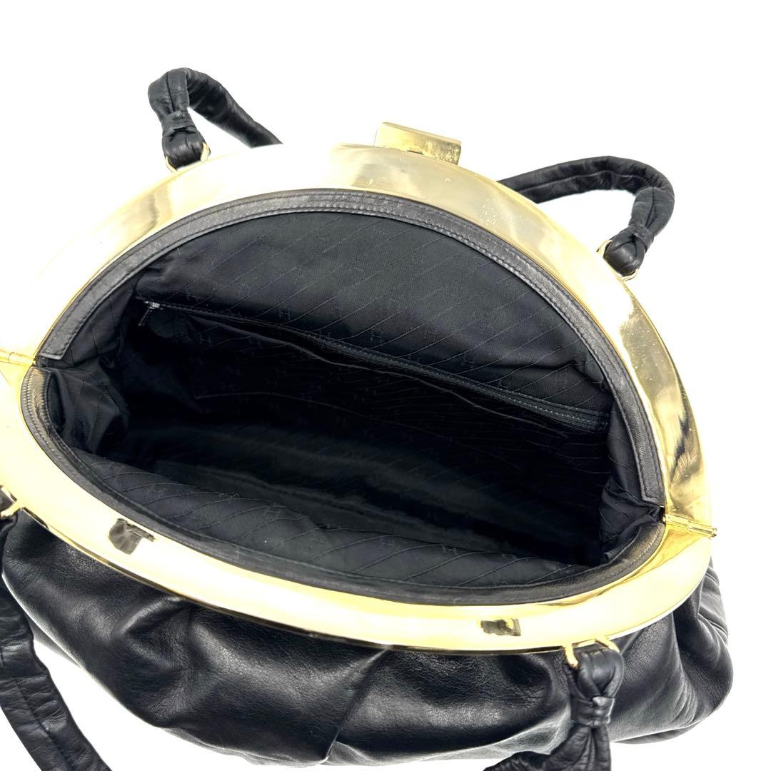 濱野皮革工藝 HAMANO ハマノ サンピエトロ がま口ハンドバッグ - メルカリ