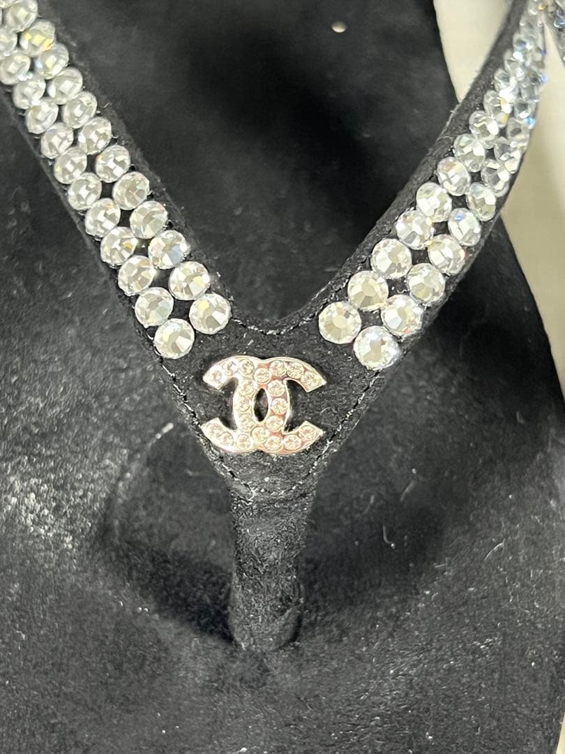 CHANEL サンダル ココマーク ラインストーン 37 23.5cm 箱袋付