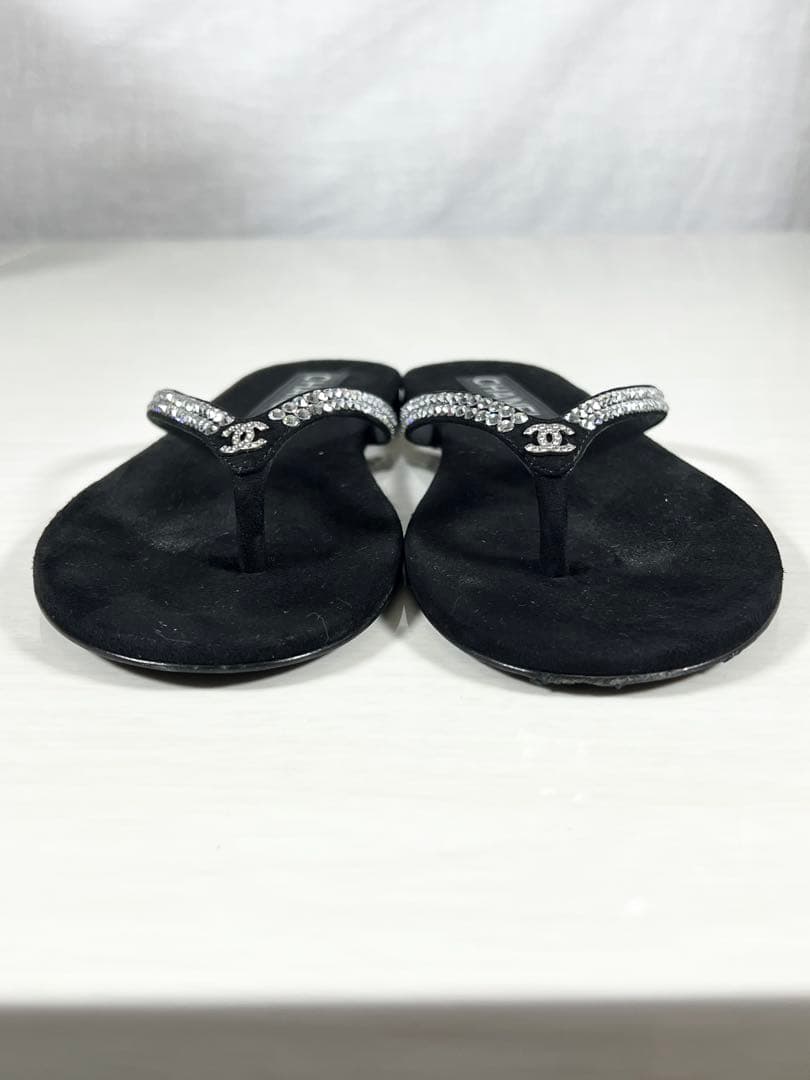 CHANEL サンダル ココマーク ラインストーン 37 23.5cm 箱袋付