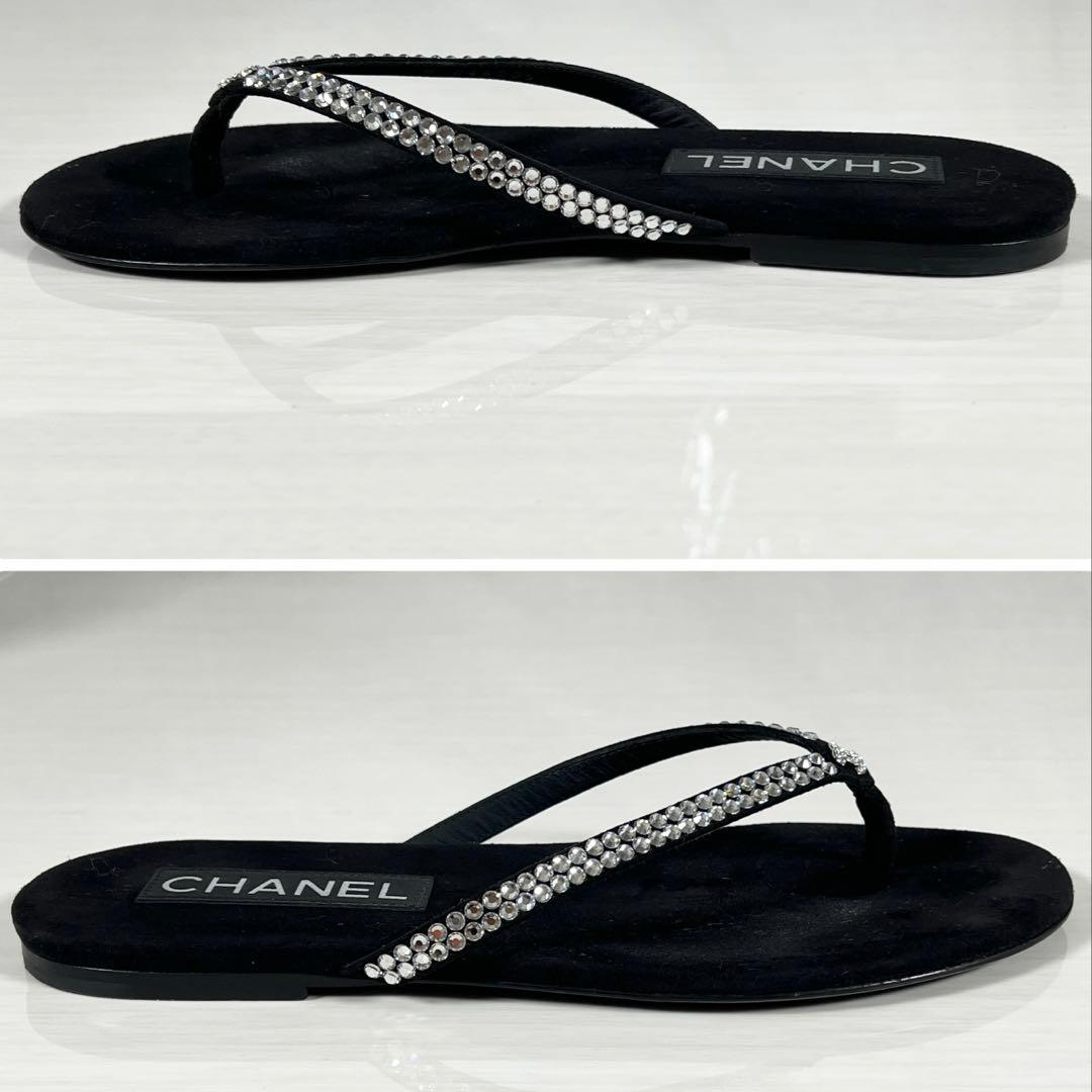 CHANEL サンダル ココマーク ラインストーン 37 23.5cm 箱袋付