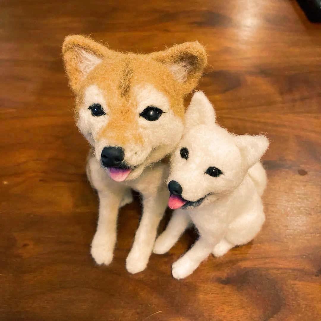 羊毛フェルト　柴犬　セット　置物 Amazon.co.jp: スターターセット（針・マット）付き 柴犬とシーズー