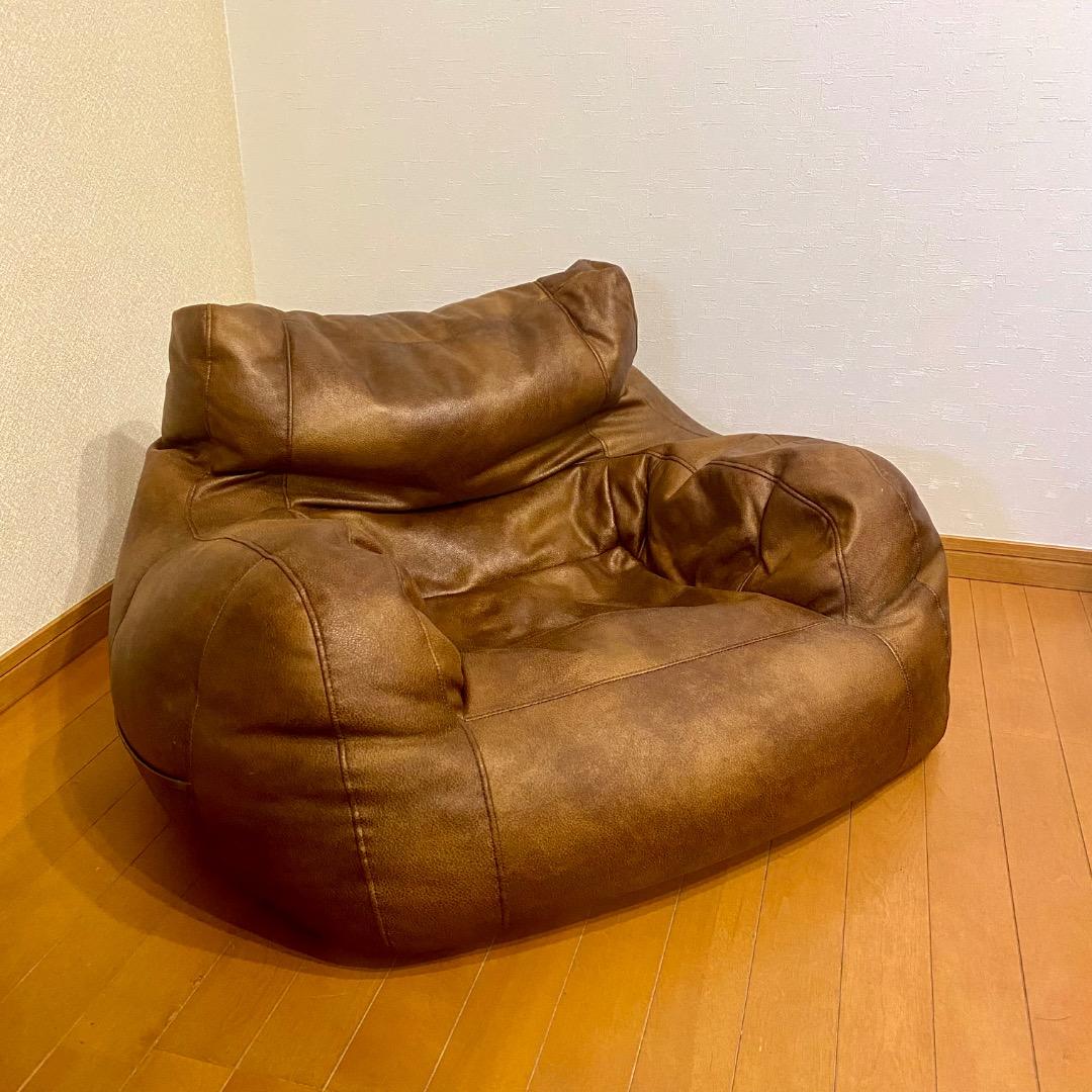 ビーズクッション　1人掛け　レザー　合皮　ブラウン 楽天市場】ビーズクッション ホイップ 日本製 合皮レザー ビーズソファ