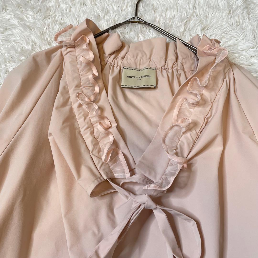 極美品✨UNITED ARROWS オーガンジー フリル リボン ブラウス - メルカリ