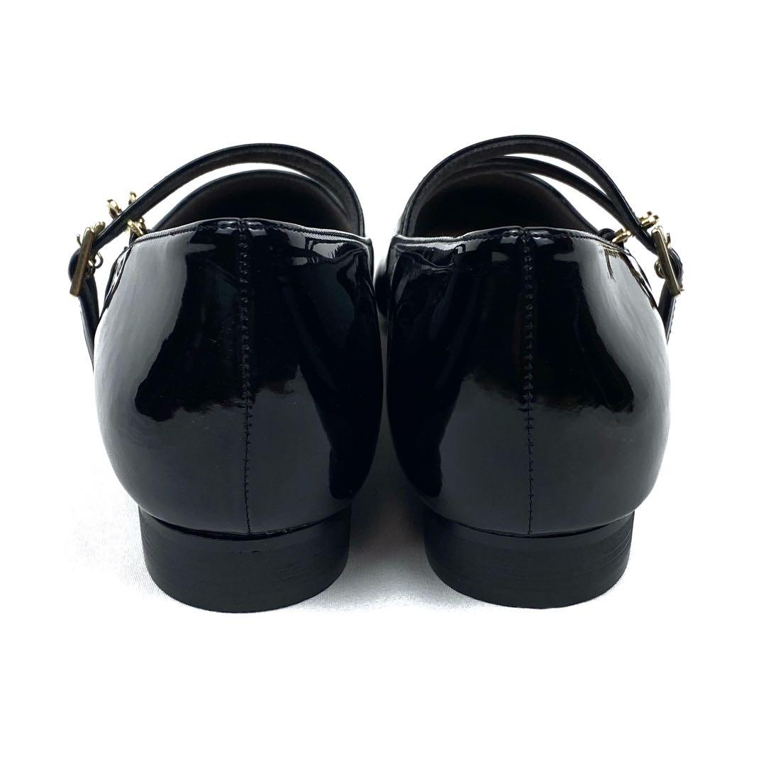 ✨新品同様✨OHGA オーガ　23.5cm ストラップ　フラットパンプス　黒