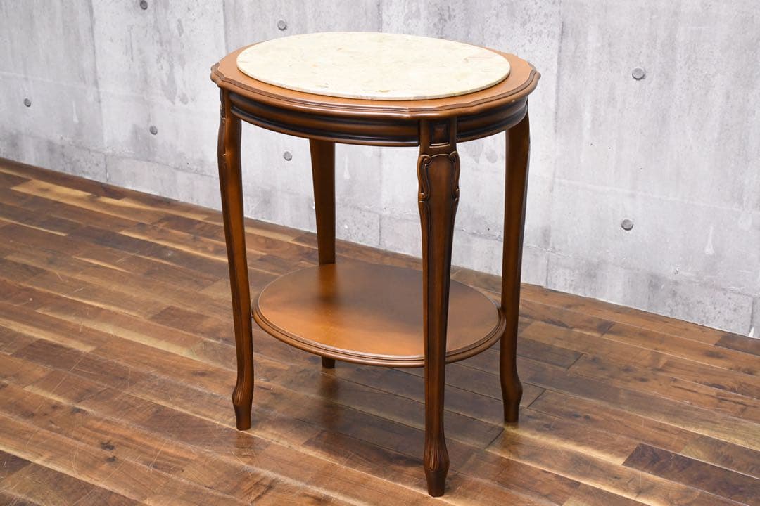 EJK45 イタリア製 猫脚 大理石トップ 飾り台 電話台 オブジェ台 彫刻装飾