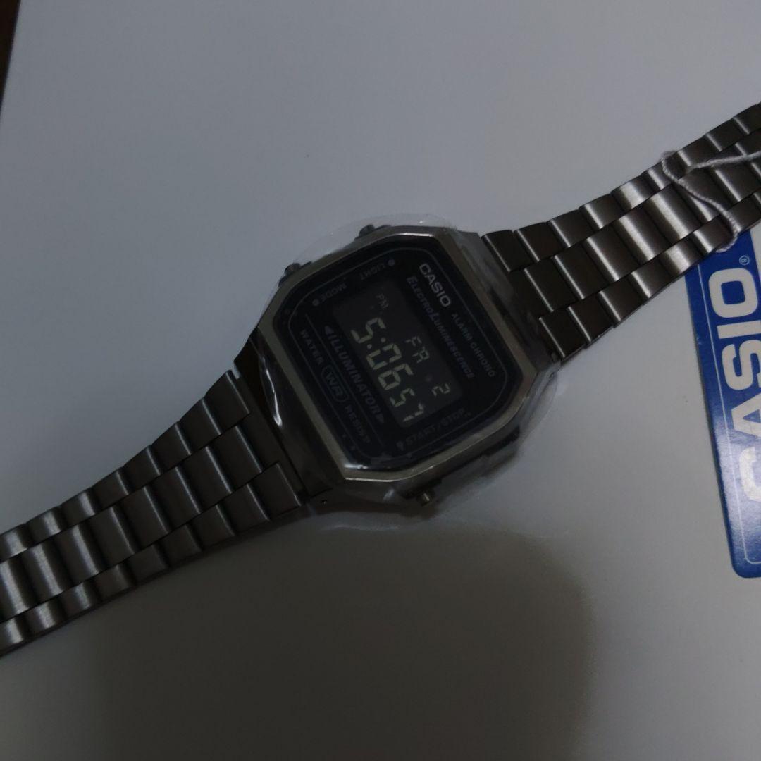 新品未使用】カシオメタルバンド ガンメタ A168WGG-1B 海外モデル