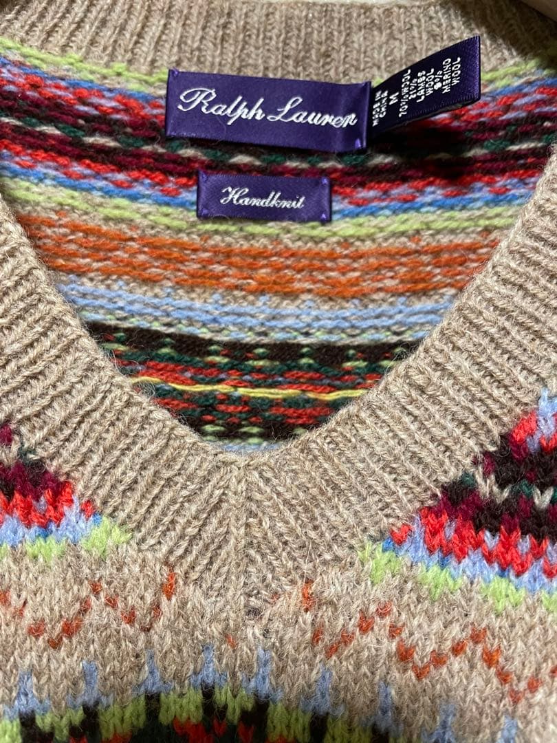 ラルフローレンパープルレーベル ハンドニット ベスト M - メルカリ