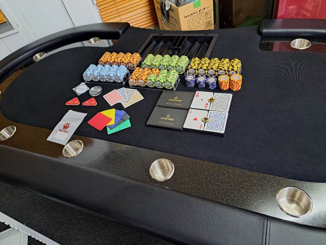 ポーカーチップ６種類５５０枚&カードセット　モンテカルロ　クレイ　中古品 zumi_190756-1x25