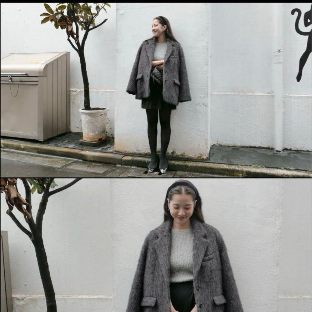 basement online モヘアシャギージャケットコート - メルカリ