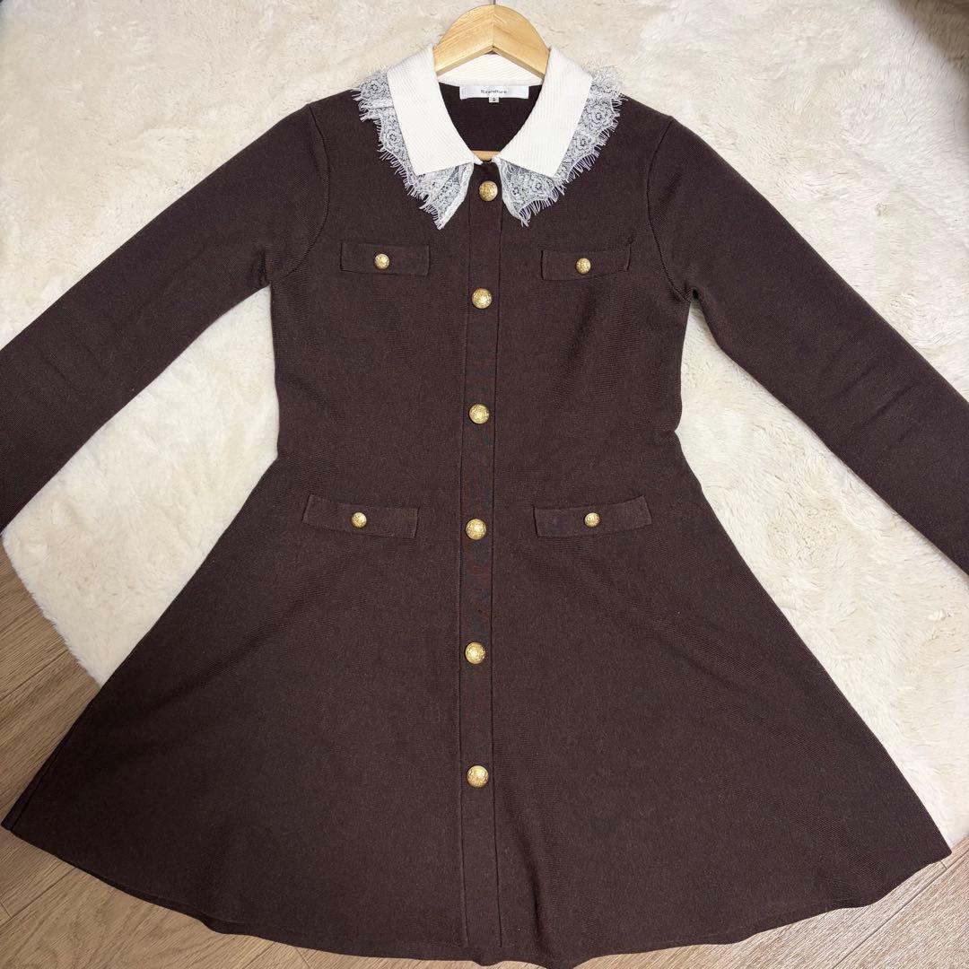 お値下げしましたRirandture レースカラーミニニットワンピース - メルカリ