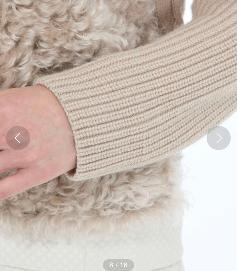 自由区 テディファー コンビ ニット カーディガン 異素材 モヘヤ 38