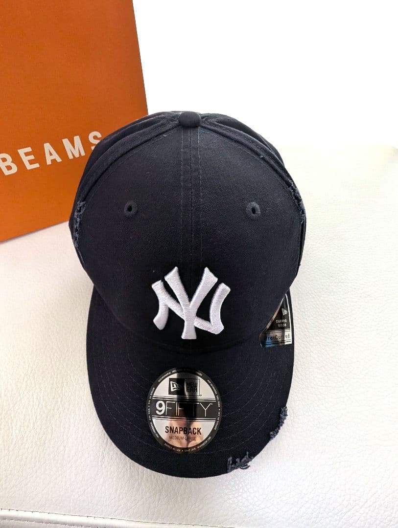ビームス✕ニューエラ ダメージ キャップ ☆ヤンキース☆ネイビー帽子