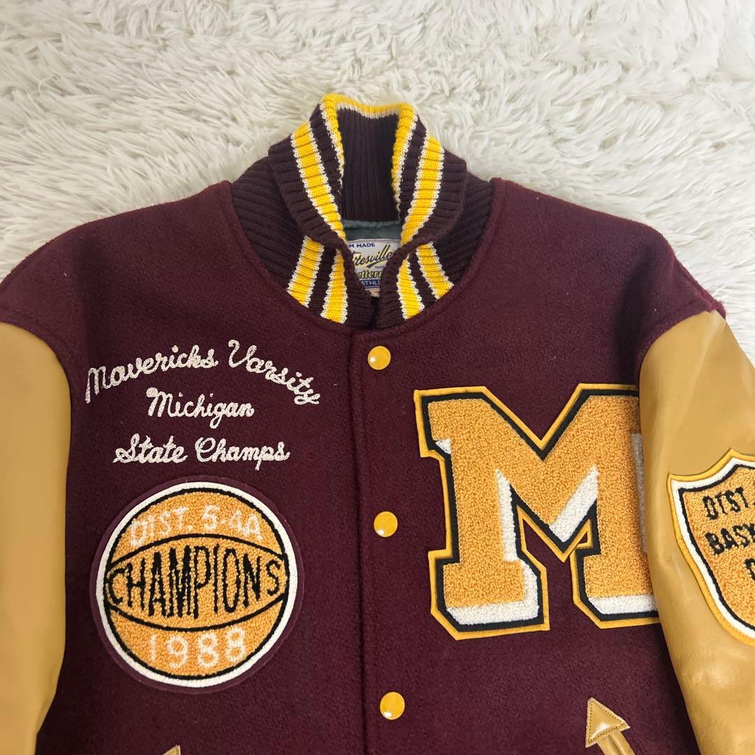 極美品】WHITESVILLE スタジャン フルデコ フットボール 40 - メルカリ