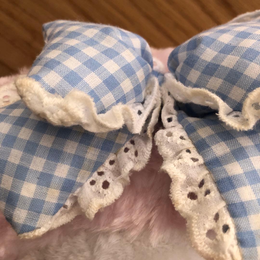 マイメロディ ぬいぐるみ おめかしシリーズ 水色ギンガムチェック タグ付き